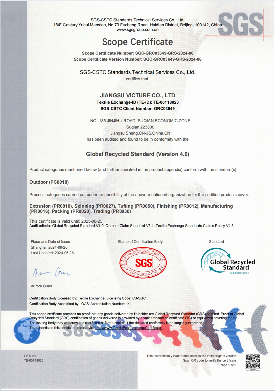 Certificado GRS